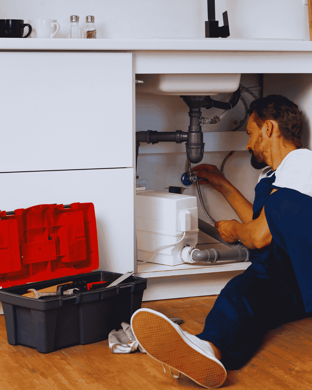 Plumber repairing corroded water pipes in an Ocean Ridge coastal home