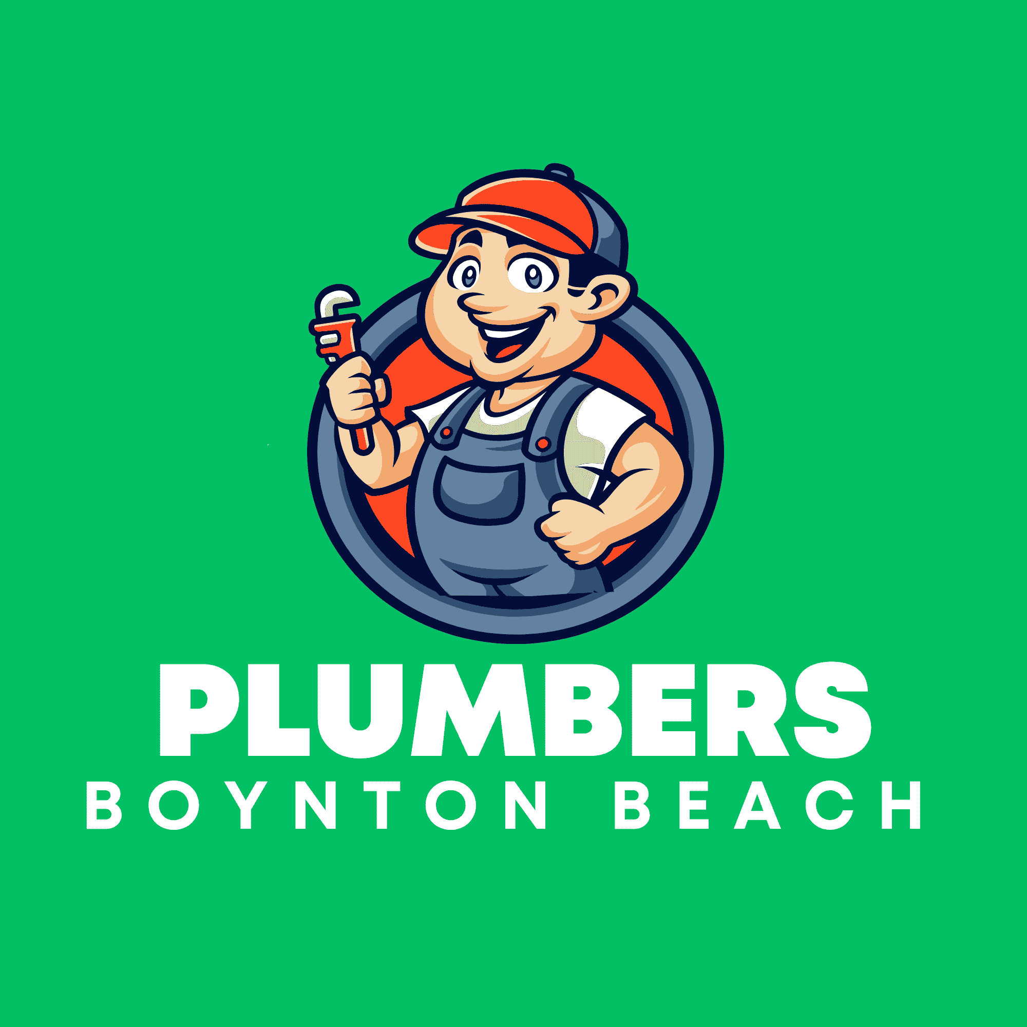 Plumbers Boynton Beach logo with a plumber holding a pipe wrench